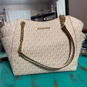 Michael Kors Tan Shoulder Bag with Gold Accents